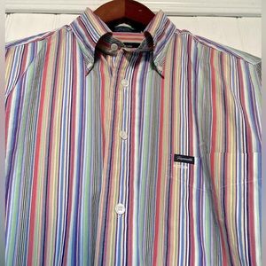 Faconnable collared shirt, colorful stripes, vintage feel, tailored, Men’s sz M.